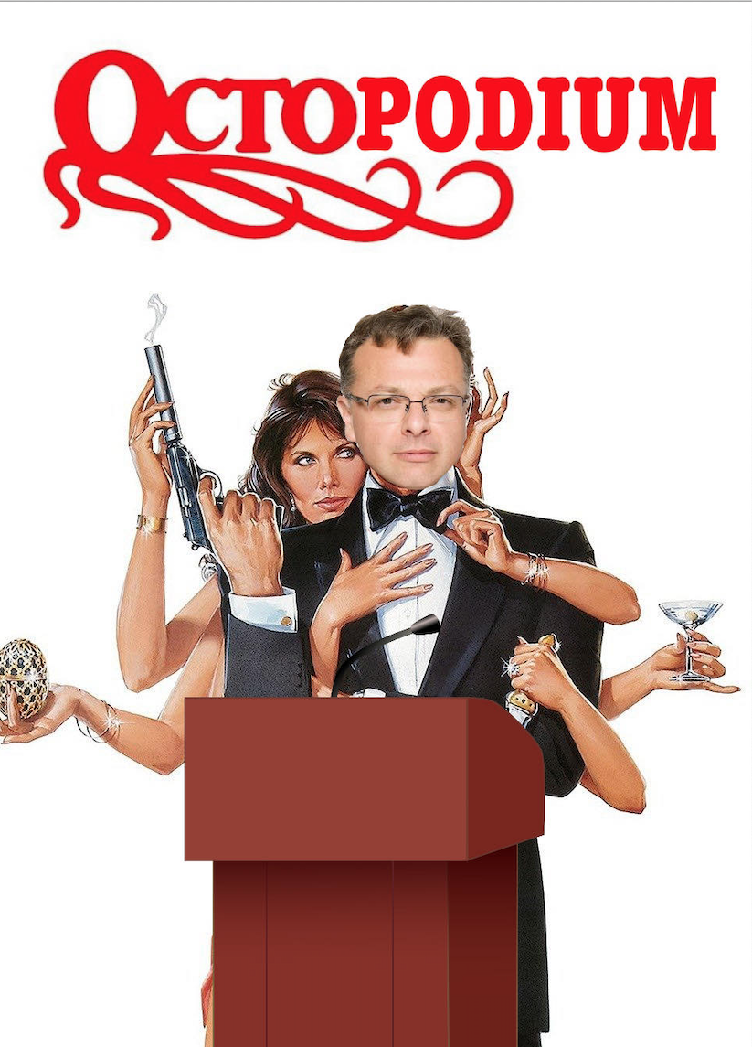 spoof of the James Bond movie poster Octopus